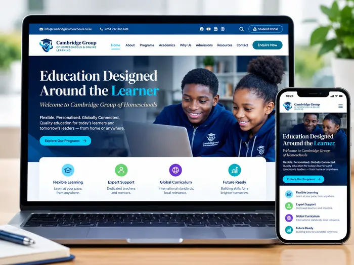 A website built by EkoNet Solutions shown on a laptop and phone